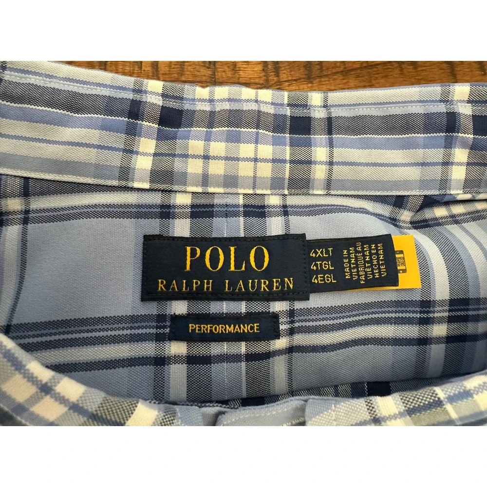 NWT $138 Polo Ralph Lauren 4XLT Pony Plaid‎ Performance Button Down Shirt Tall